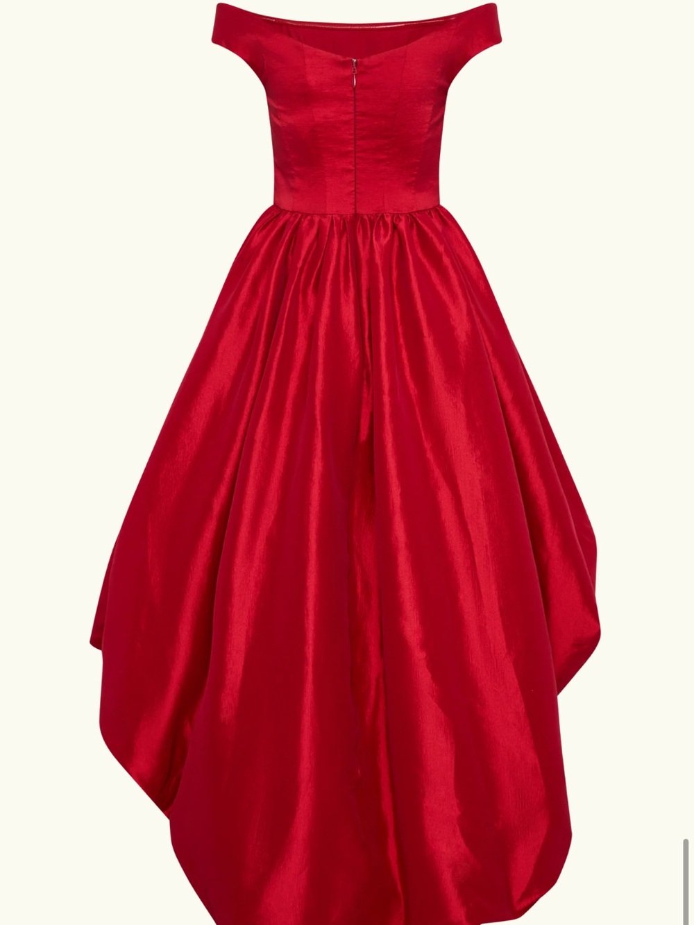 Meshki Red Off-Shoulder High-Low Ball Skirt; Meshki Amelia Bubble Maxi Dress - Picture 2 of 7